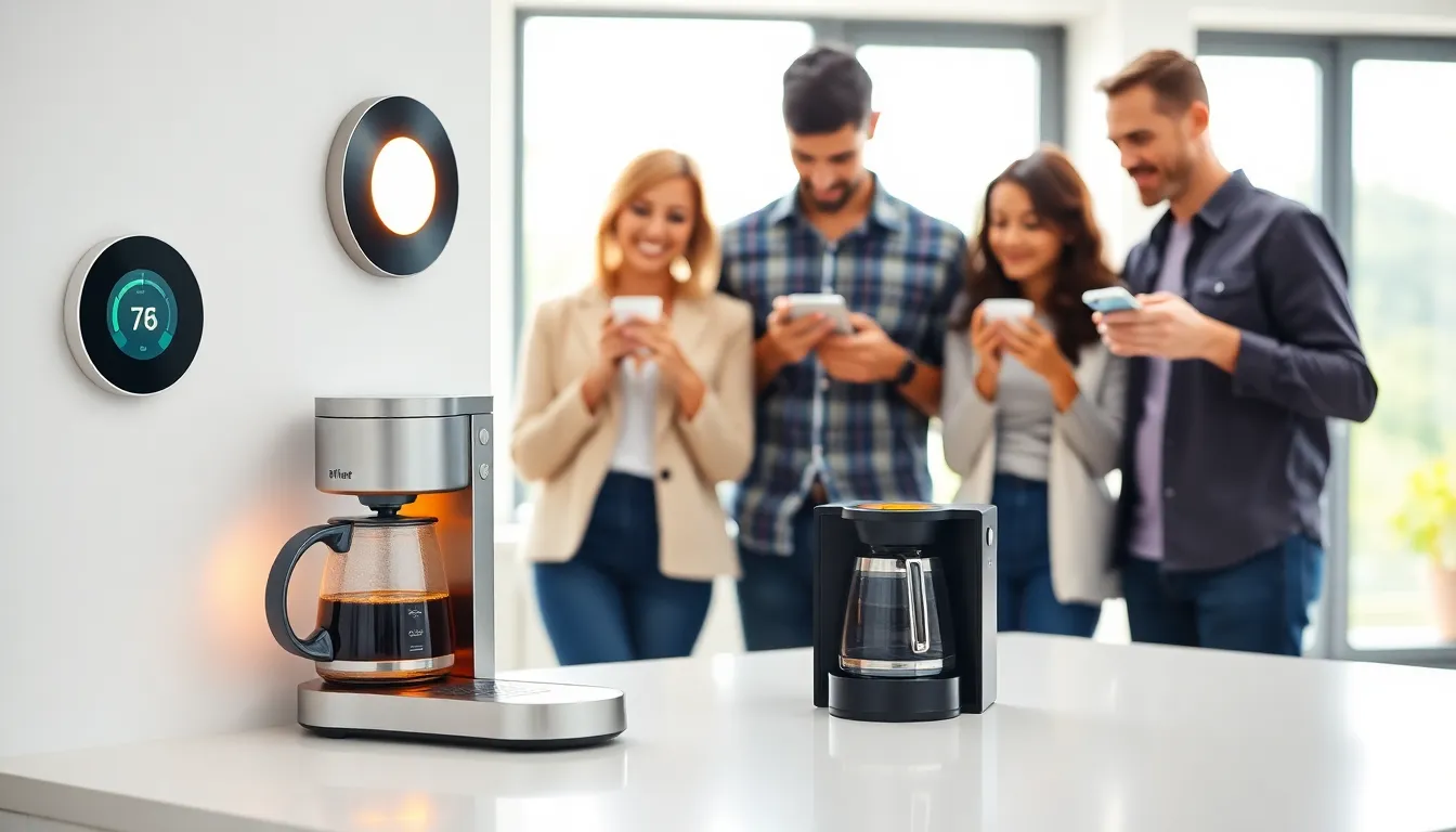 modern kitchen with smart devices illustrating IoT technology.